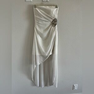 TEEZE-ME Sparkly White High-Low Homecoming/Prom Dress